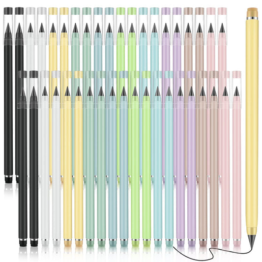 Marsui 40 Pcs Everlasting Pencil for Student Forever Inkless Pencil Eternal with Eraser Aesthetic Reusable First Day of School Writing Drawing Home Office Back to School Student Supplies(Multi Colors)