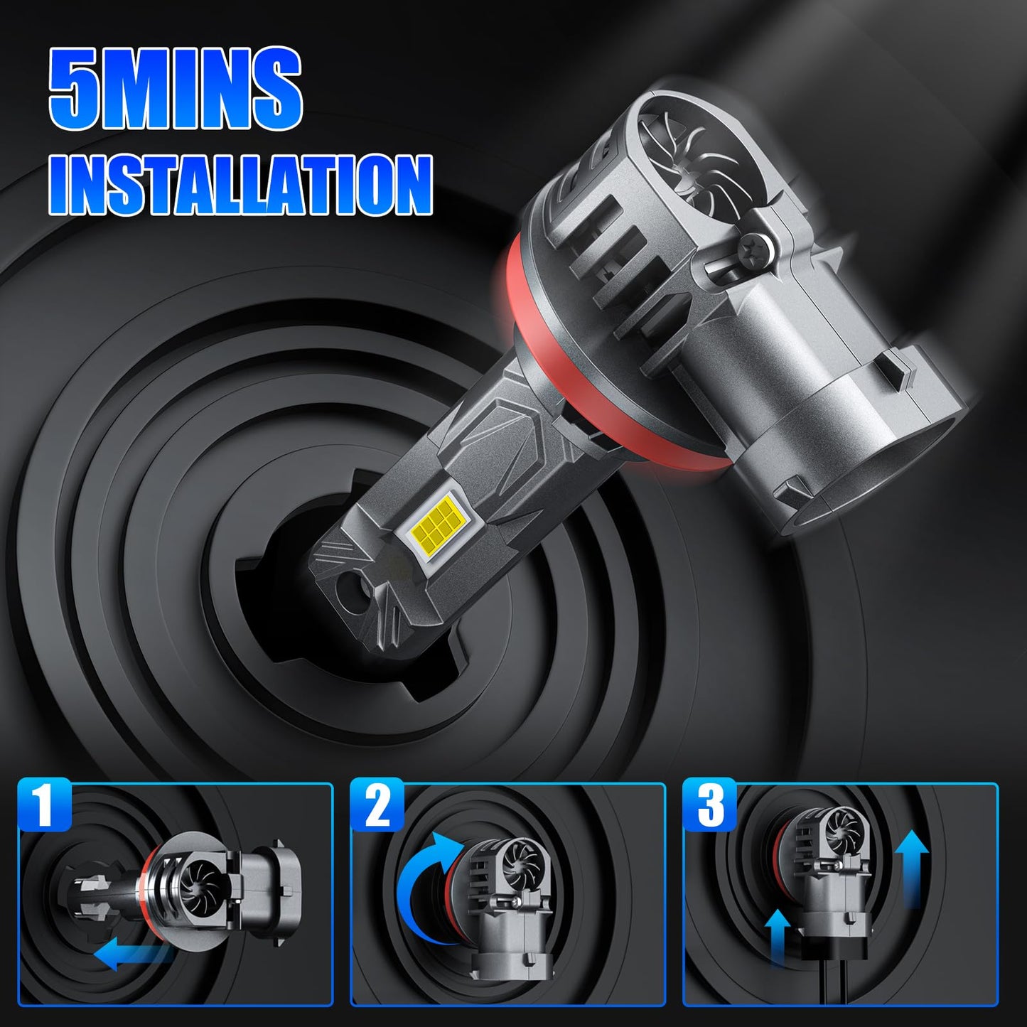 rimthin H11 Fog Light Bulbs, H8/H9 Compatible, Cool White, Plug & Play, Pack of 2