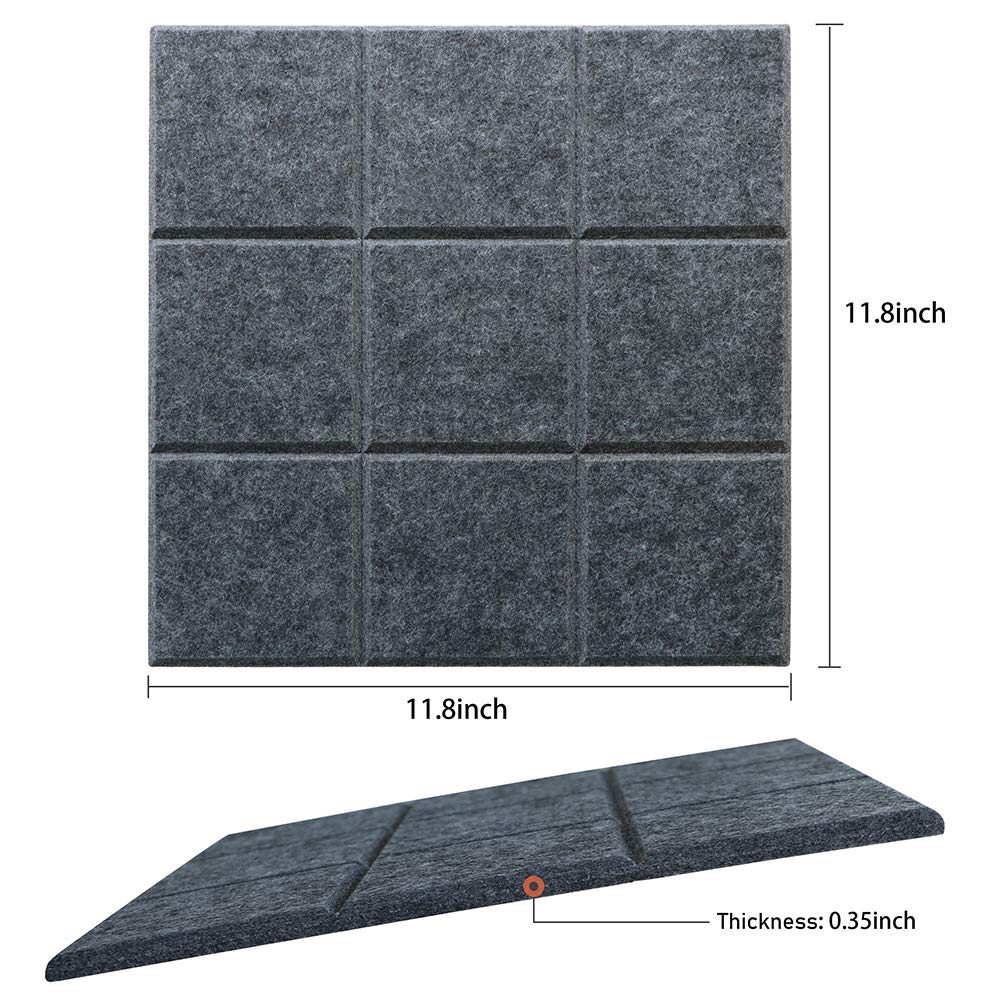 Uoisaiko Large Felt Board Tiles for Wall with Pack of 6 Pin Board Notice Boards for Home Office Kitchen, Bulletin Board Wall Tiles for Photos Memos (Drak Grey+Light Grey, 6 Pack)