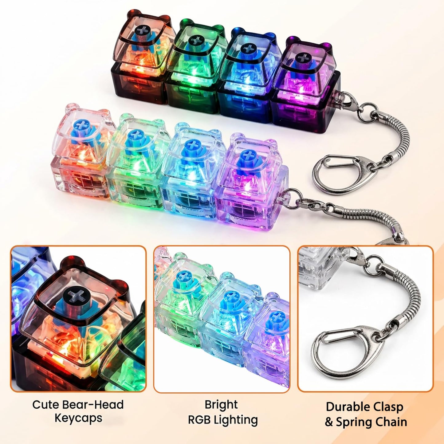 WmerWmn 2 PCS Keyboard Fidget Toy for Adults, 4-in-1 Stress Relief Clicker Toy, Keyboard Button Finger Clicker for Anxiety Relief, Sensory Decompression Toy for Adults