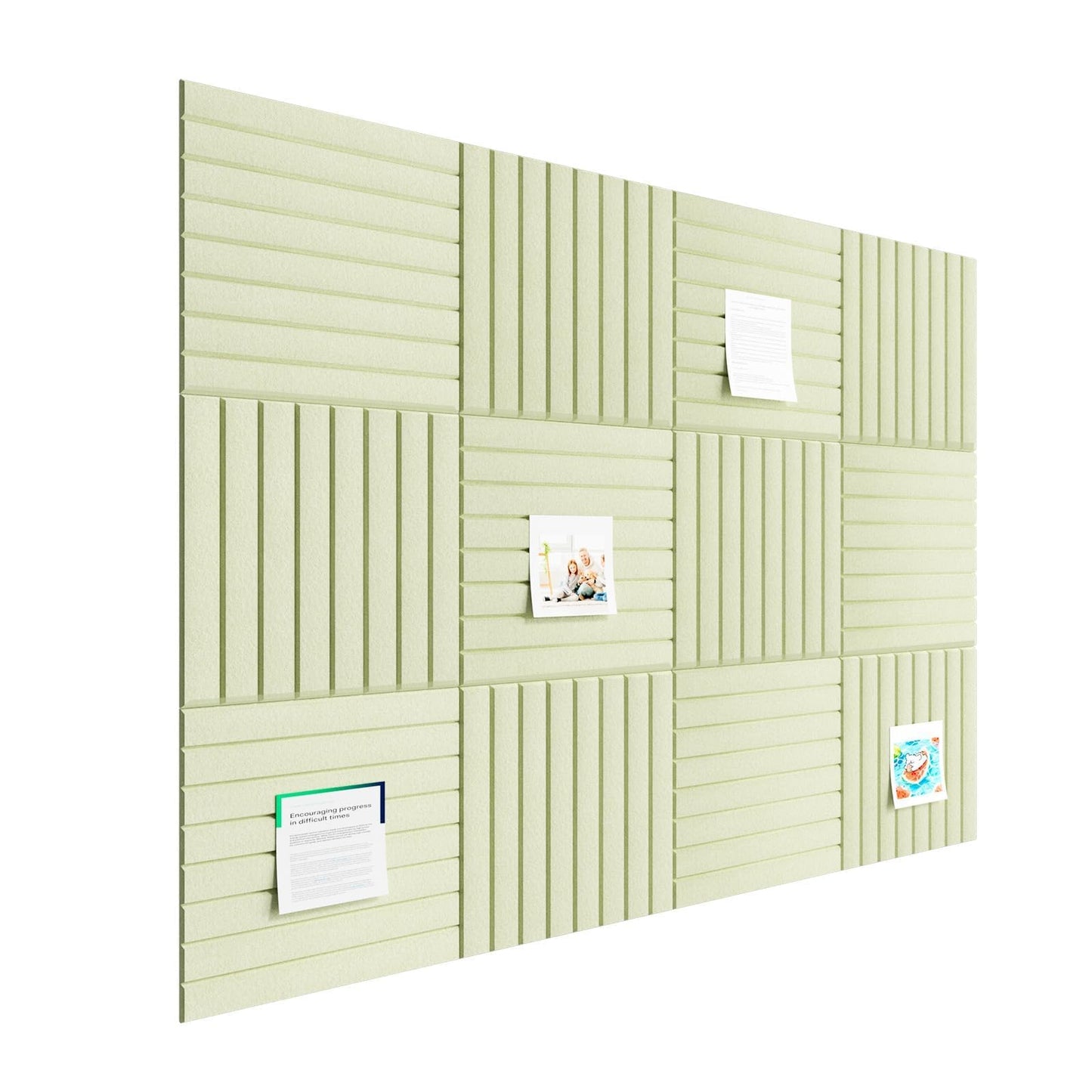 Baysola Stripe Felt Bulletin Board Panels 48 x 36 Inch Self Adhesive Wall Tiles Cork Board Alternative for Office Classroom Photos Notes 12 Pack