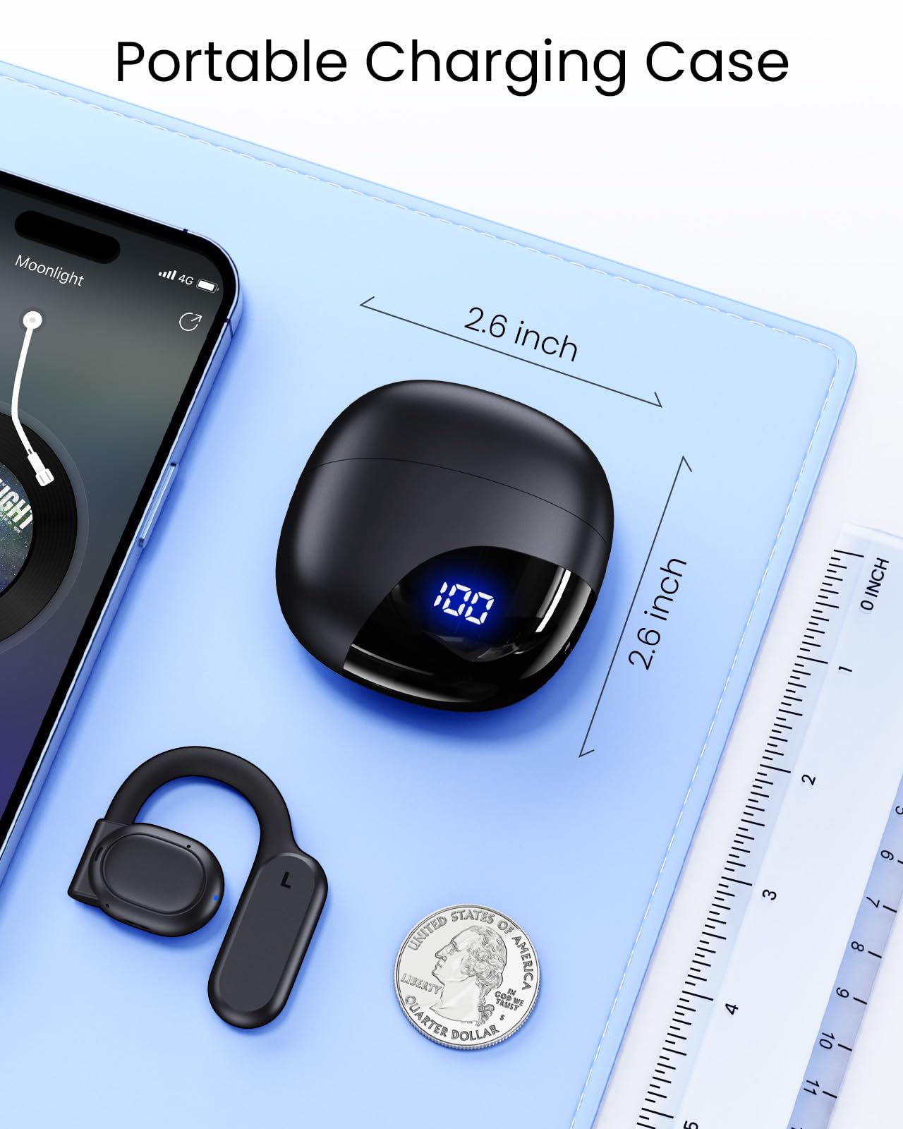 AI Translation Earbuds Real Time 164 Languages 80H Playtime Translator Ear Buds Audifonos Traductores Inglés Español Wireless Earphones Bluetooth AI Headphone for Travel Meeting Learning K08 Black
