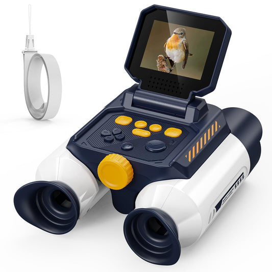 Aspoven Binoculars for Kids, Night Vision with 2.4" Screen, HD Digital Binoculars for Boys and Girls Ages 4-12, Portable Kids Binocular, Photo Video Capture & 9 Puzzle Games (White)