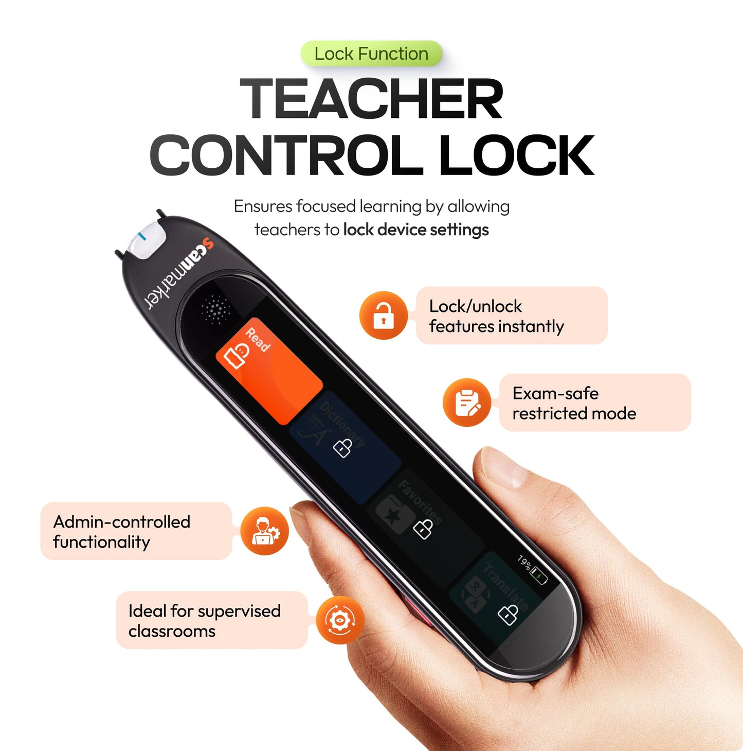 Scanmarker Max Reading Pen – Designed for Classroom Support with Phonics Assistance, Lock Function and Assistive Web App