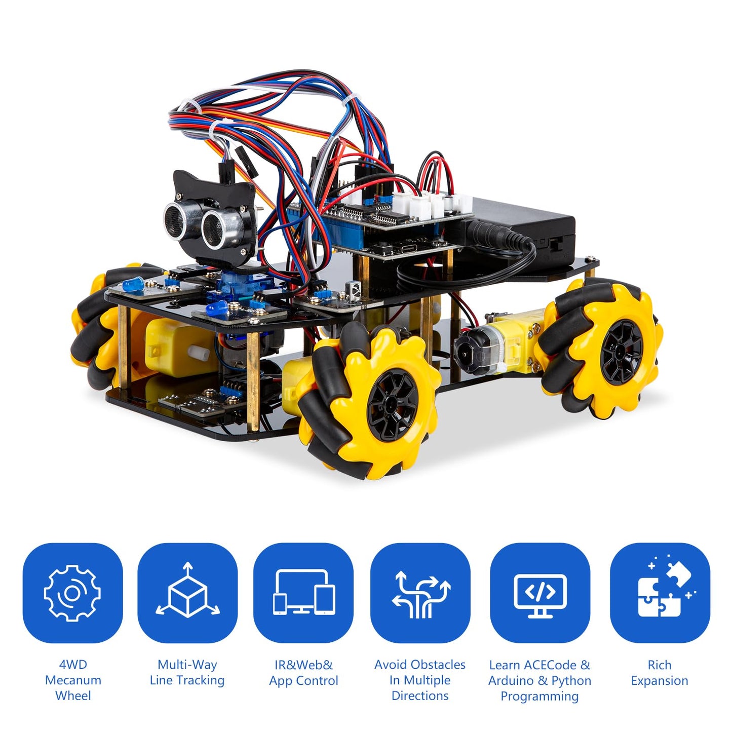 ACEBOTT Smart Robot Car Kit Compatible with Arduino, Robotics for Kids Ages 8-12 12-16, Electronic Programming Project/STEM Science Kits Coding Gifts for Adults and Youths
