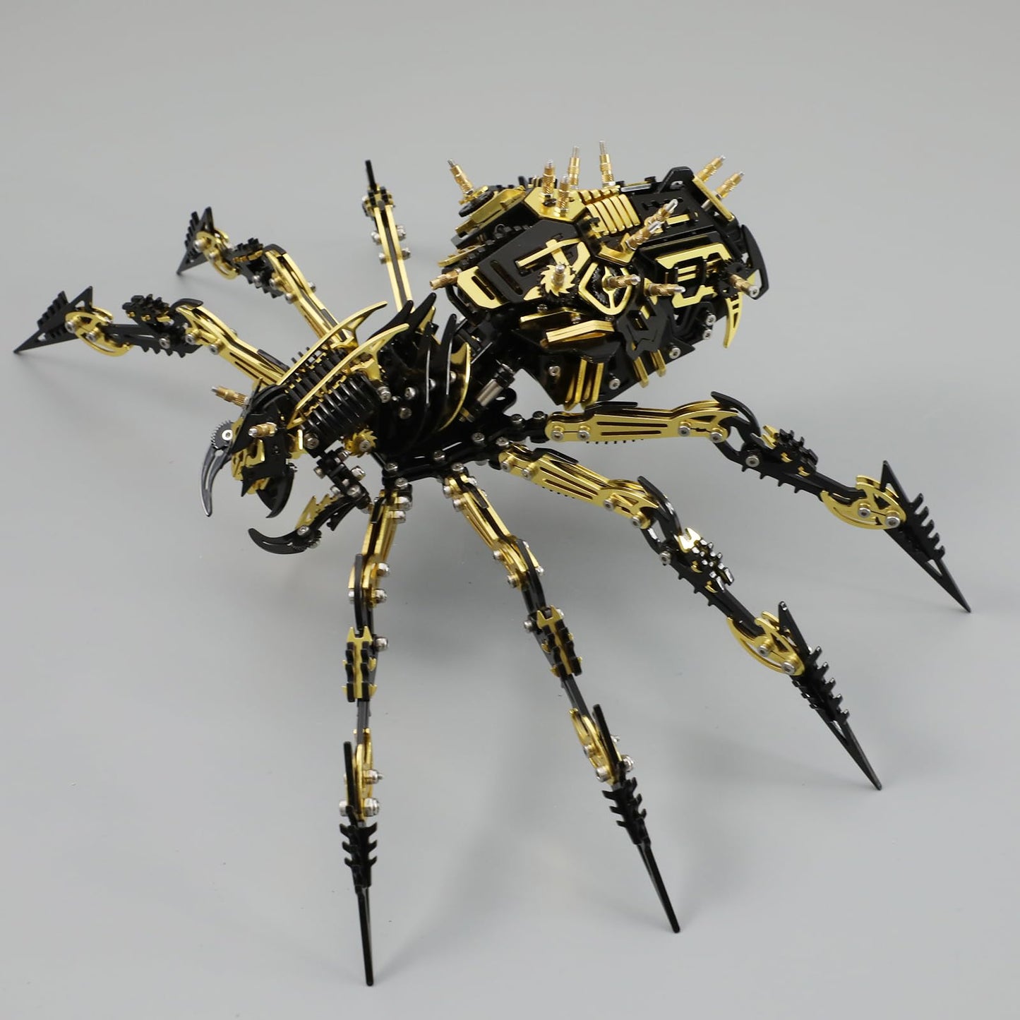 Fccgear 3D Metal Assembly Model Set Mechanical Spider Model Kit for Adults, 800pcs Brain Teaser STEM Kit for Kids, DIY Hobbies for Men Women - Creative DIY Gift for Adults & Teens (Black Gold)