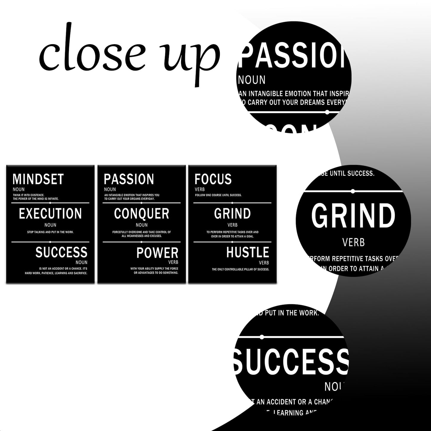 PSYYSP Mindset Execution Success Motivational Canvas Office 3 Piece Print Wall Art Inspirational Poster Painting Modern Inspiring Artwork for Bedroom Office Decoration Ready to Hang [36''W x 16''H]
