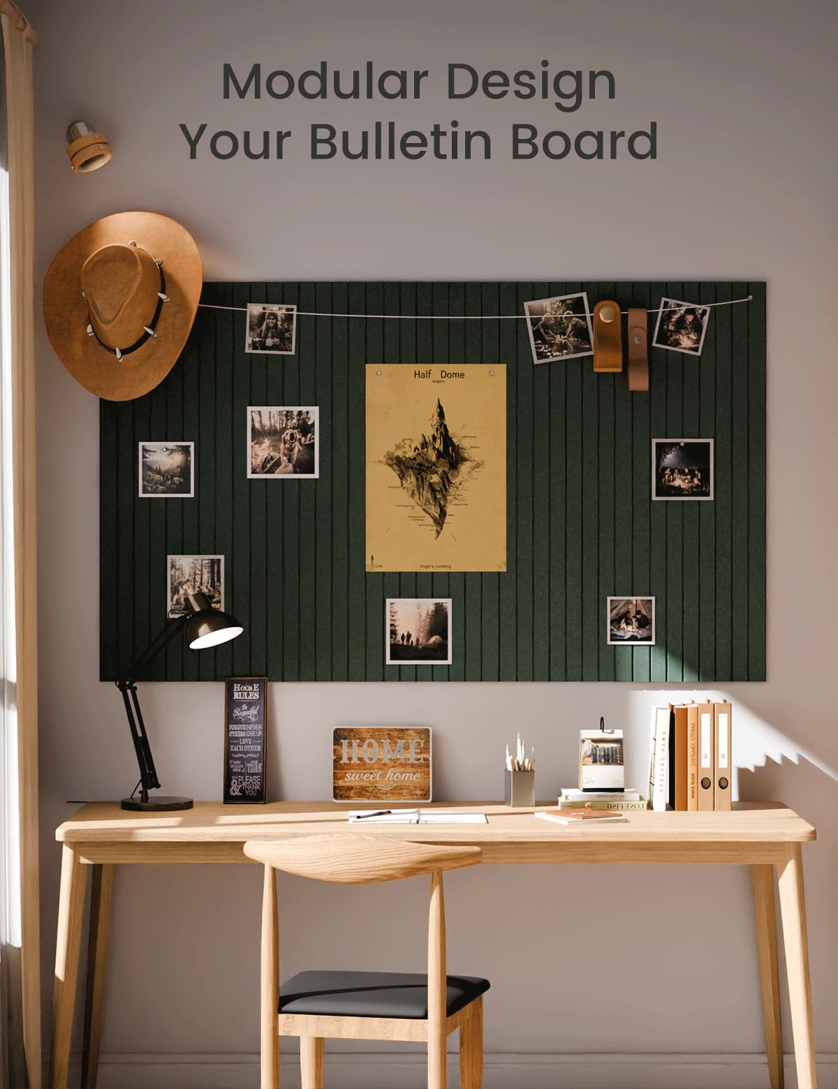 Fluxynara Large Felt Bulletin Board 48" x 36" Cork Board Alternative-12 Pack with 70 Safe Removable Adhesive Tabs, Cork Boards for Walls Cork Board for Home Office Classroom Pin Board- Pine Green