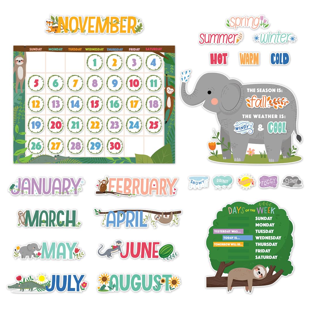 CTP Jungle Friends Calendar Set Bulletin Board Top Classroom Decorating Accents (Creative Teaching Press 10919)