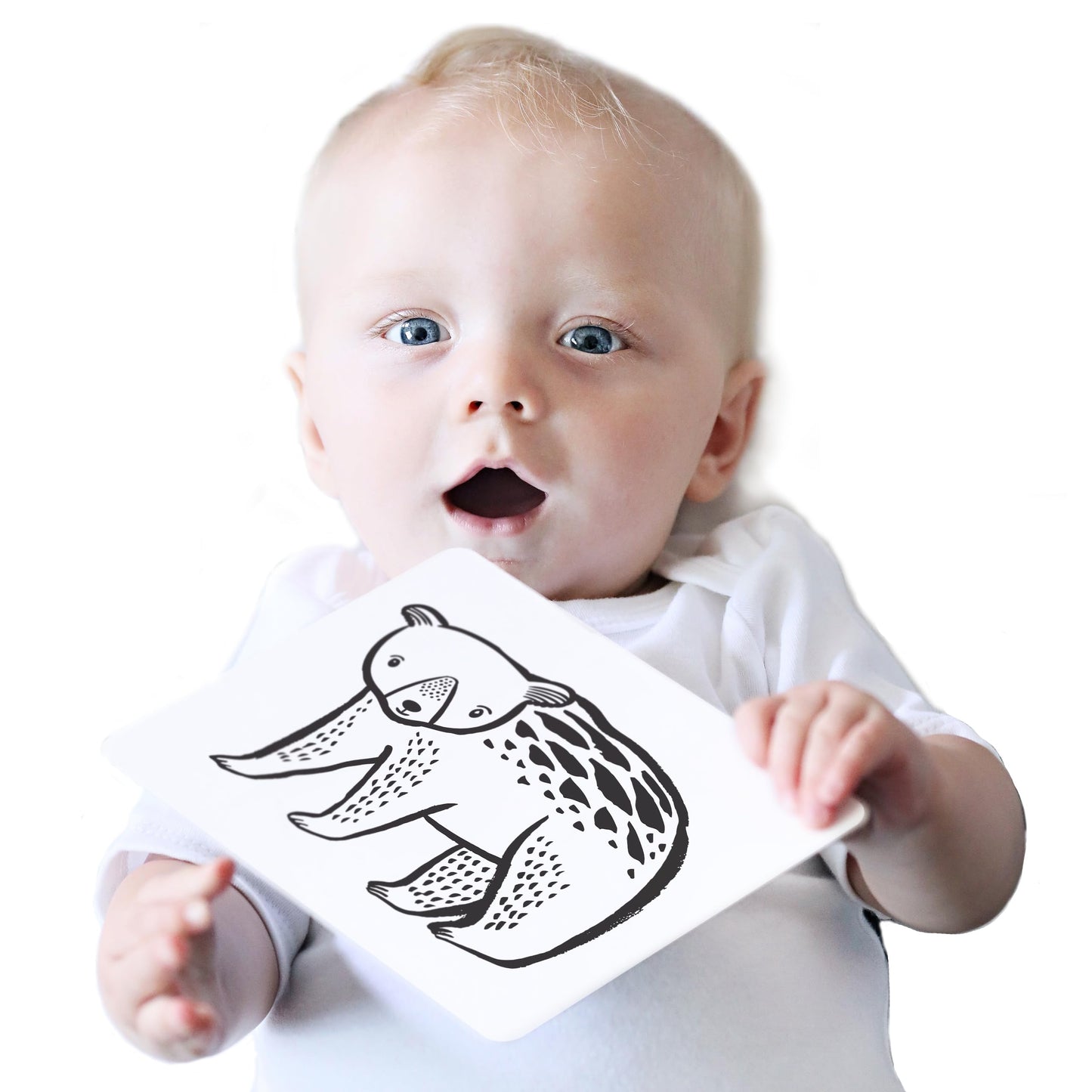 Wee Gallery Art Cards for Baby, Durable High Contrast Black and White Animal Flashcards for Newborns, Brain Development, Sensory Toys, Tummy Time Essentials for Infant and Toddler - Woodland Animals