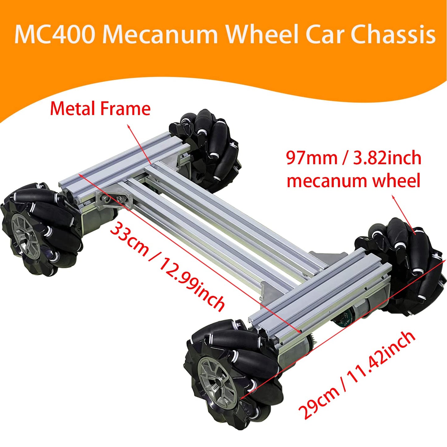 Mecanum Wheel 4wd Metal Robot Car Chassis Control Learning Kit for Arduino Raspberry Pie Microbit with DC Encoder Motor, DIY Steam AGV ROS AI Move Education Platform Robotic Functional Model Silver