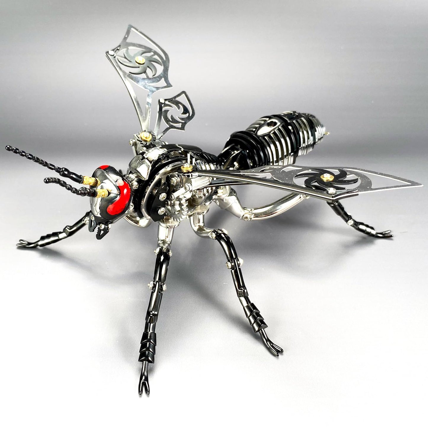 3D Metal Wasp Puzzles for Adults, Black Model Kits Mechanical Building Blocks, Difficult DIY for Assembly Gifts for Men