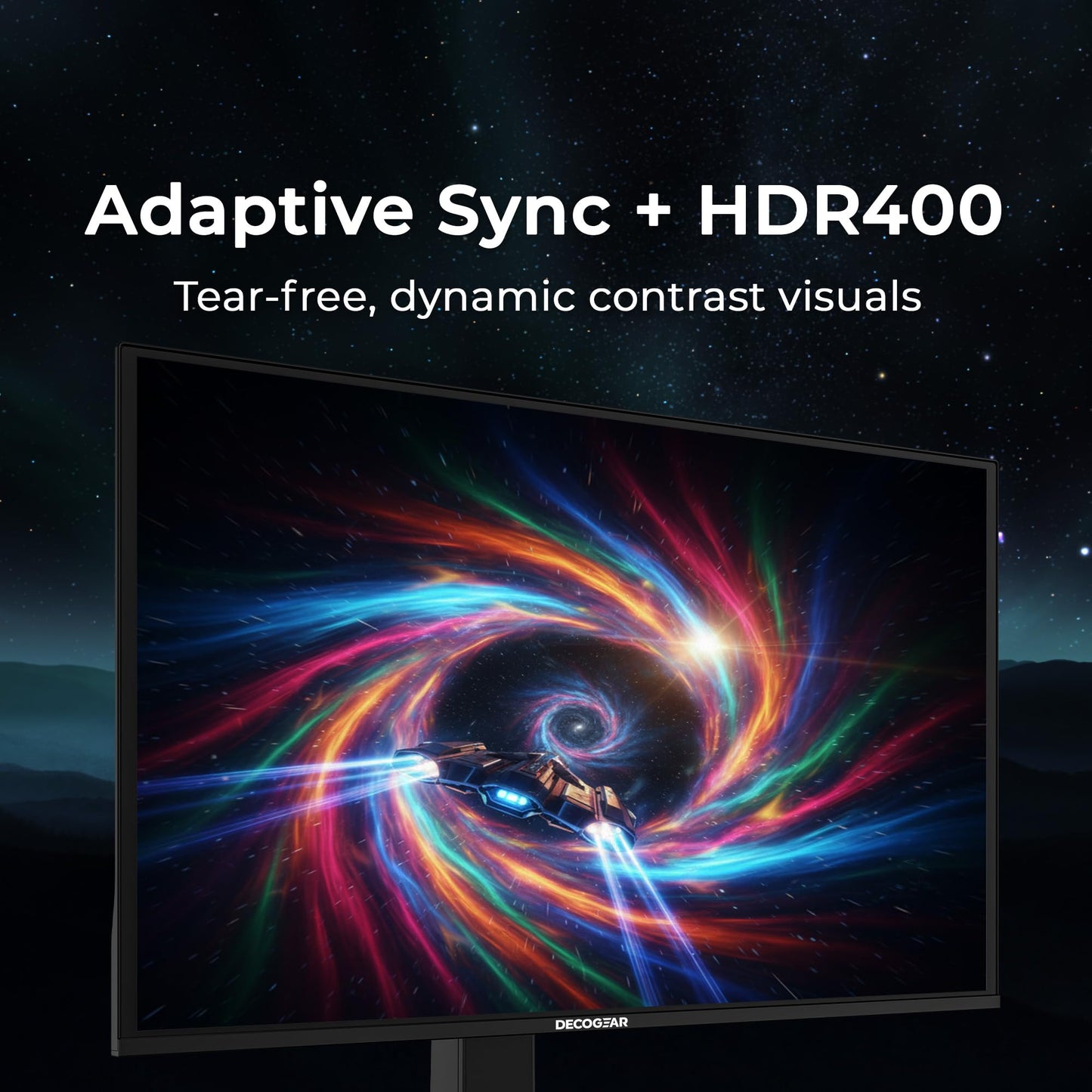 Deco Gear 27 QHD OLED Gaming Monitor | 280Hz 0.03ms Response, HDR400, Adaptive Sync, 99% sRGB, 1.5M:1 Contrast, Borderless Design, Height Adjustable Stand, HDMI 2.1, DisplayPort 1.4