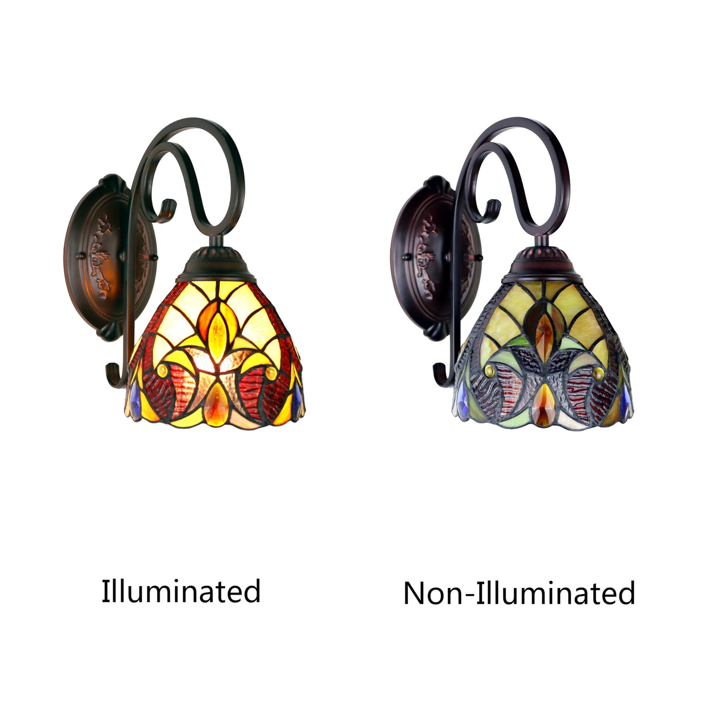 Chloe Lighting Adia Victorian Tiffany-Style Wall Sconce, Dark Bronze, 1 Light, 6.25inx10.88inx11in, Multicolor, Model CH38632AV06-