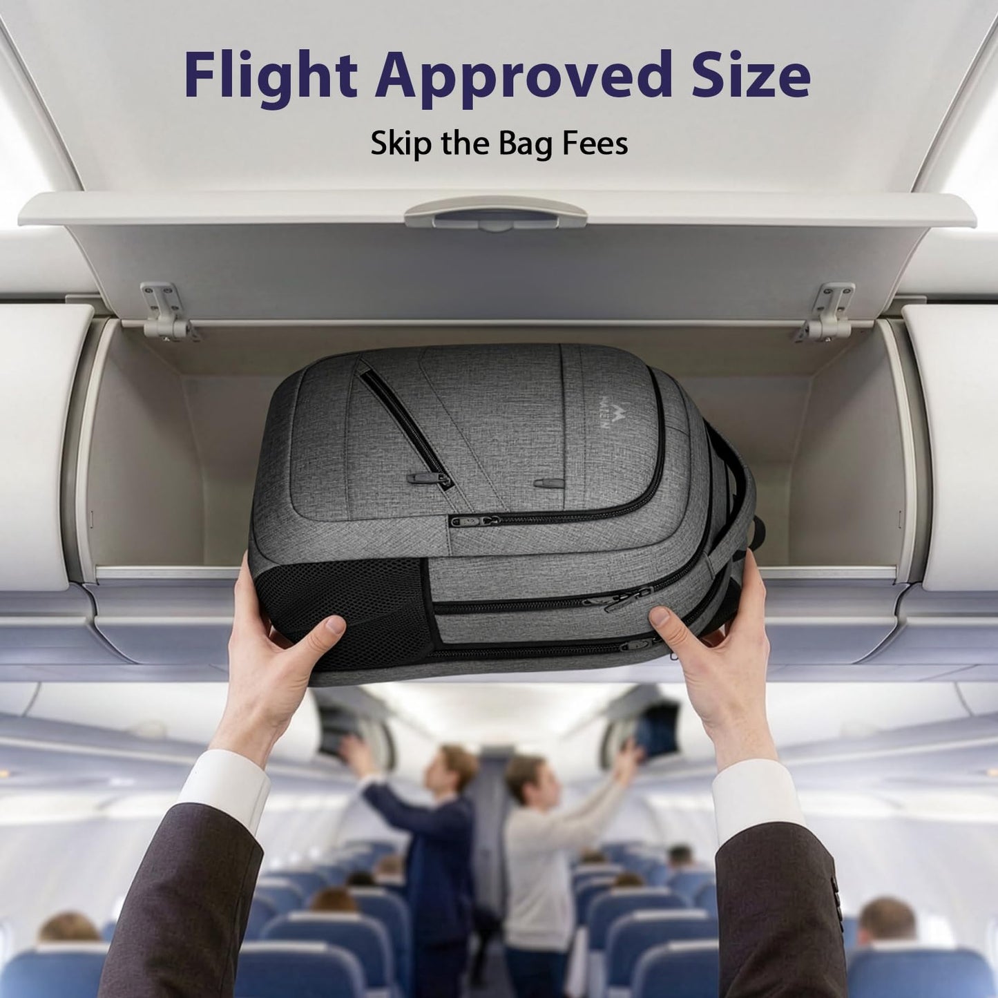 MATEIN Travel Laptop Backpack, 17 Inch Work TSA Approved Carry on Backpack, Large Computer Business Bag for Men Women with Trolley Sleeve and Anti Theft Pocket, College School Rucksack Book Bag, Grey