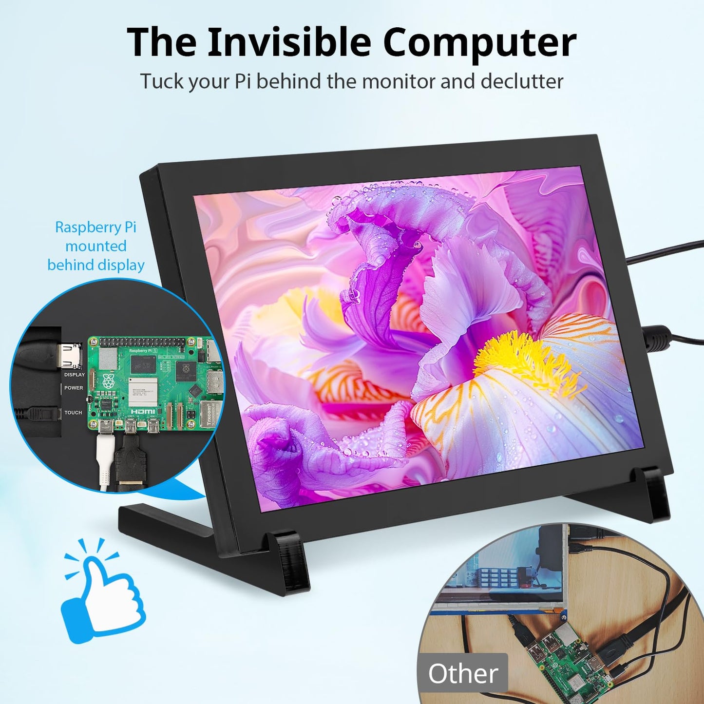 ELECROW 8 Inch Touchscreen Monitor, 1280x800 IPS LCD HD Display with Stand, Portable Capacitive Touch Screen Compatible for Raspberry Pi 3/4/5, Win 11/10/8/7, Jetson Nano, laptops, Game Consoles