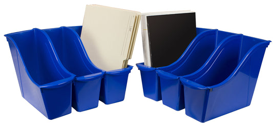 Storex Small Book Bin – Interlocking Plastic Organizer for Home, Office and Classroom, Blue, 6-Pack (71108U06C)