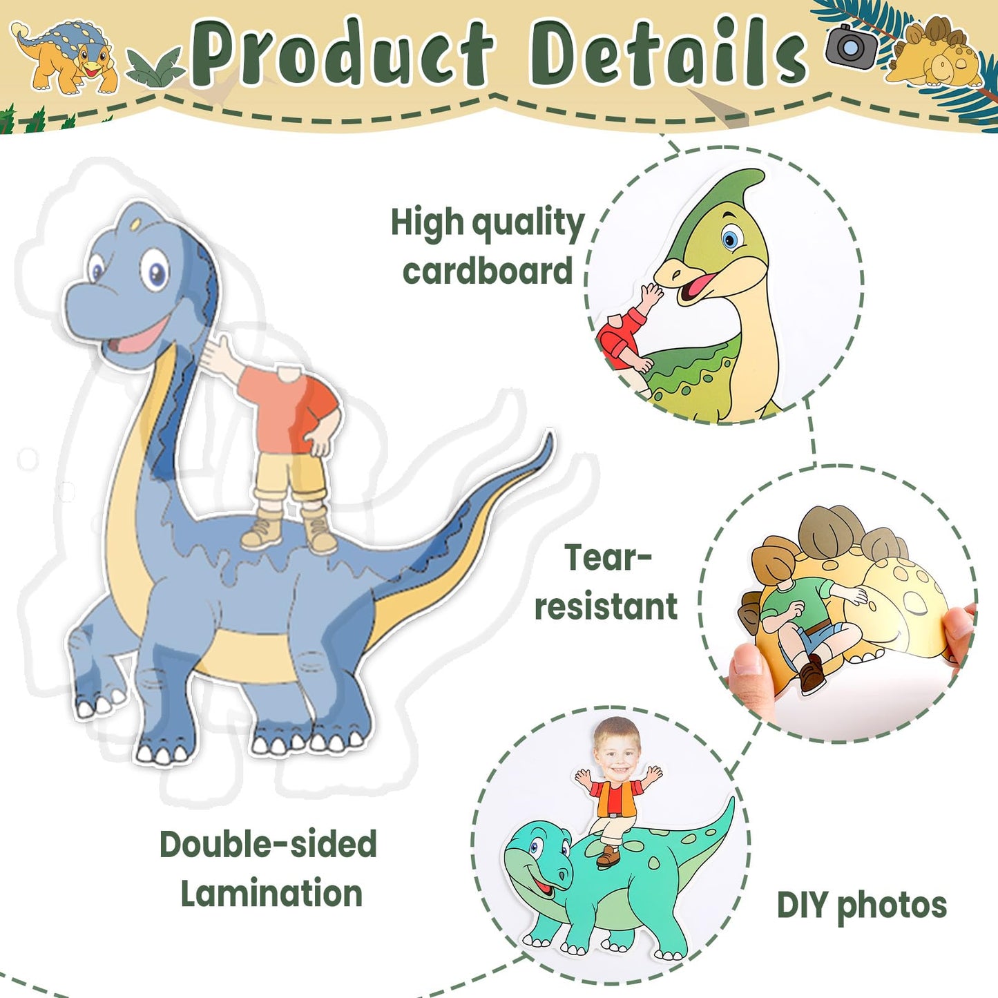 60pcs Dinosaur Theme DIY Cutouts Dinosaur Bulletin Board Decoration Set Cute Dino Jungle Paper Cut-Outs Classroom Decor for Boy Girl Classroom DIY Photo Craft Kindergarten School Wall Door Supplies