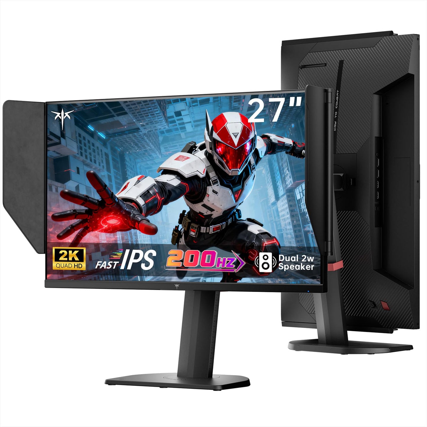 KTC 27 Inch Gaming Monitor 27M1, 1440p 200Hz Computer Monitor with Built-in Sperkers, Up to 210Hz, 2K QHD Fast IPS, Adaptive Sync, 130% sRGB, ΔE＜2, Height Adjustable Monitors with Shielding Hood