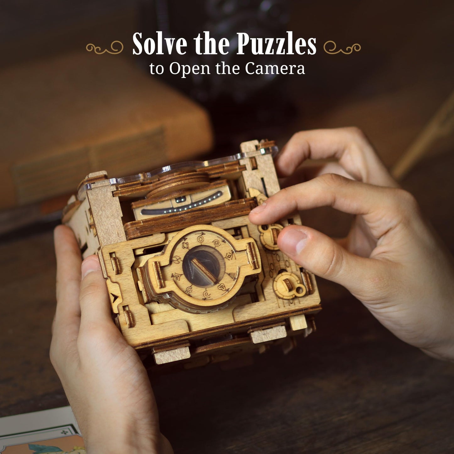 iDventure Cluebox PRO - Sherlock's Camera - Escape Room Game - sequential Puzzle Box - 3D Wooden Puzzle for Adults - Brain Teaser - Birthday Gift Gadget for Men and Women - Money Box