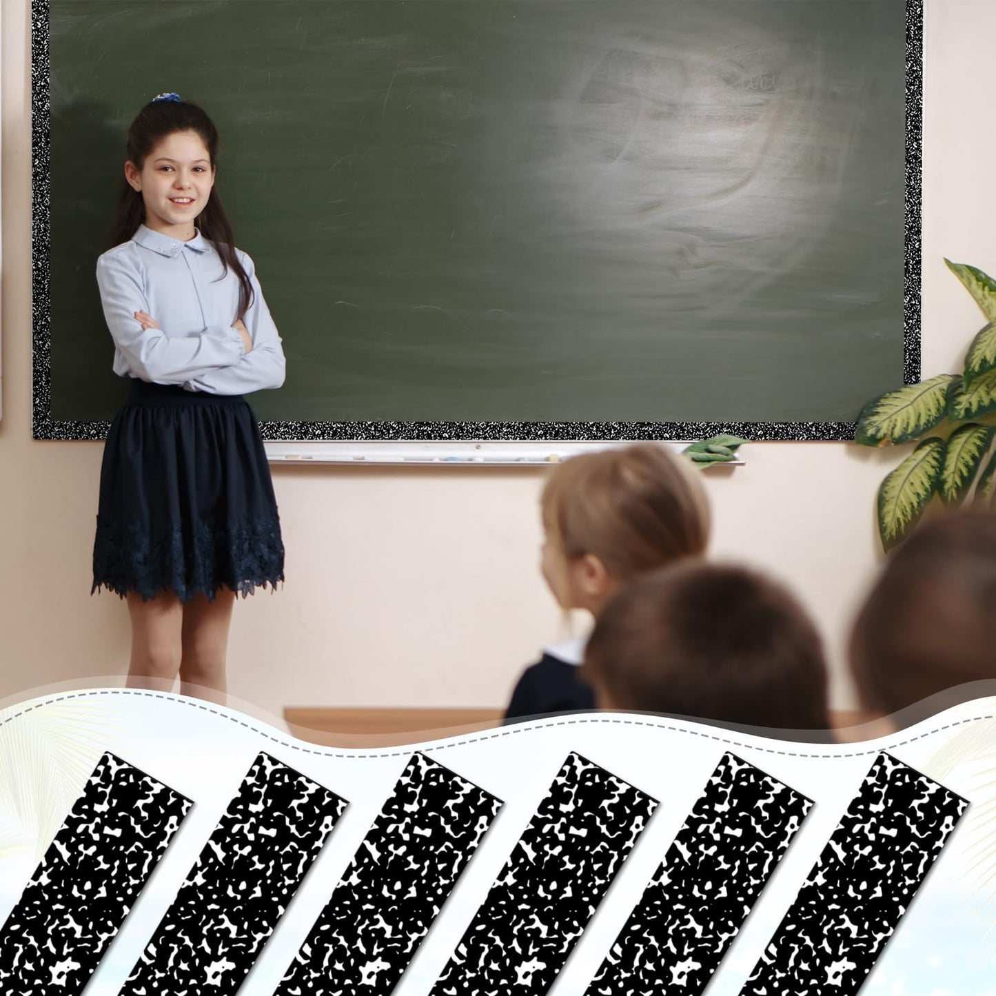 Colarr 24 Pcs Mini Magnetic Strips, 12" x 0.75" Composition Notebook Magnetic Borders for Classroom Whiteboard Magnet Border Strips Bulletin Board Borders for Office School Chalkboard Trim Decor