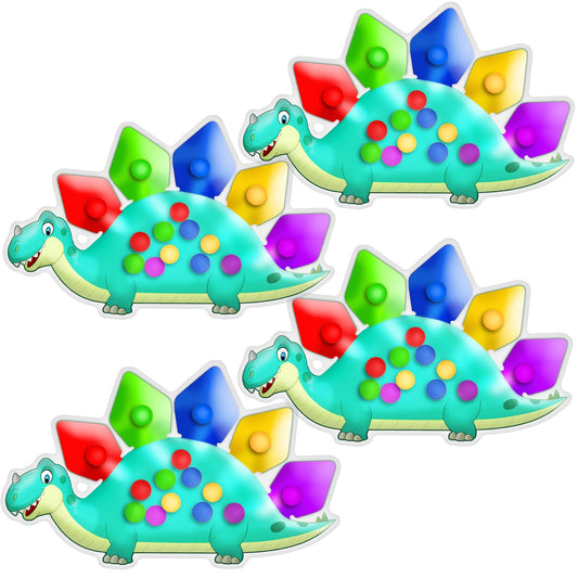 4PC Dinosaur Color Sorting Sensory Toys for Toddler, Montessori Travel Toys Fine Motor Skill Learning Activities Quiet Calm Down Fidgets for Classroom for 3 4 5 Year Old Kid Easter Basket Stuffers