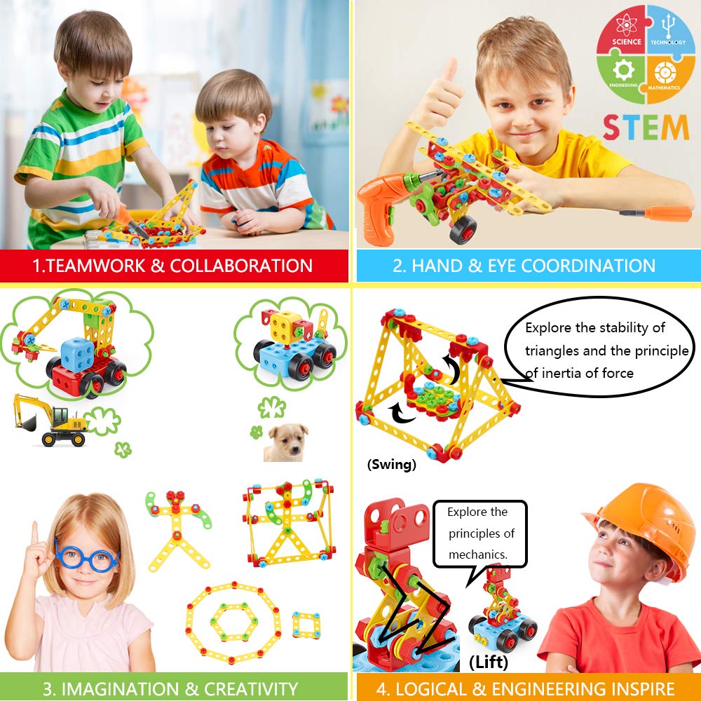 COUOMOXA 404 Pcs Building Toys STEM for Kids: 62 DIY Demo Models Construction Creative Set - Educational Toy for 5 6 7 8 9 10+ Years Old Kids Home School - Birthday Gift for Boys Girls