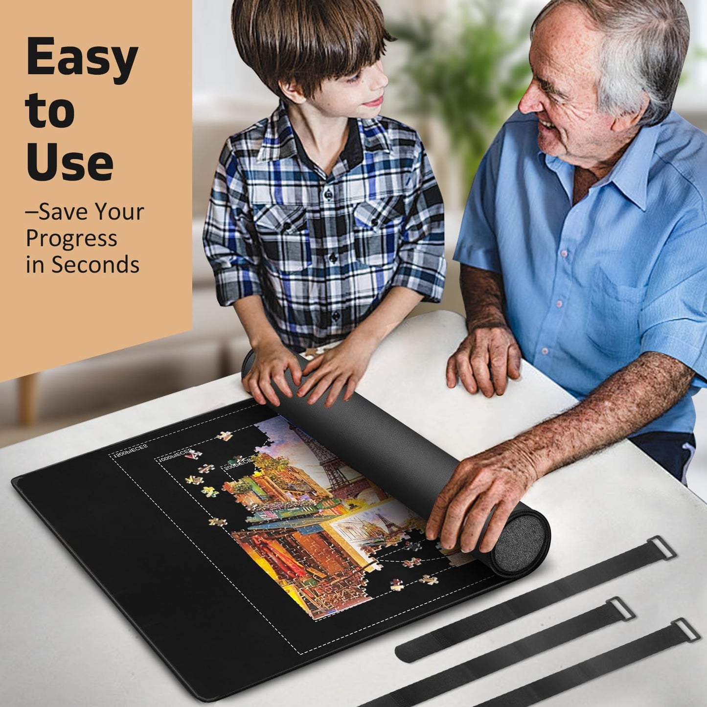 Callkroon 1500 Rubber Puzzle Mat – Create, Sort & Store with a Smooth Black Non-Slip Surface and 4 Trays for Endless Puzzle Fun