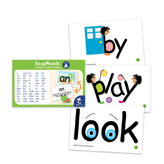 SnapWords List A Pocket Chart Cards Multisensory | Kinesthetic Flash Cards | ESL | ELL
