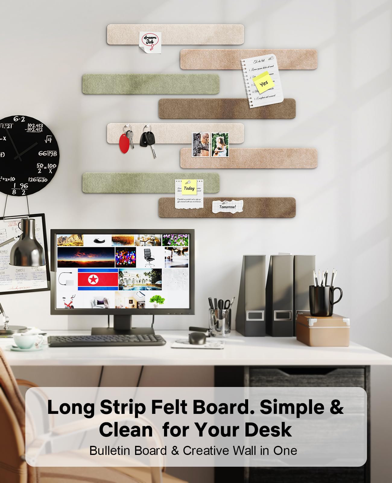 Small Cork Bulletin Board Tiles, Felt Wall Decor and Office Desk Accessories for Vision, Message Center, Picture and Prayer Board, Dorm, Room, Home Office Essentials and Organization(Linen Dusk)