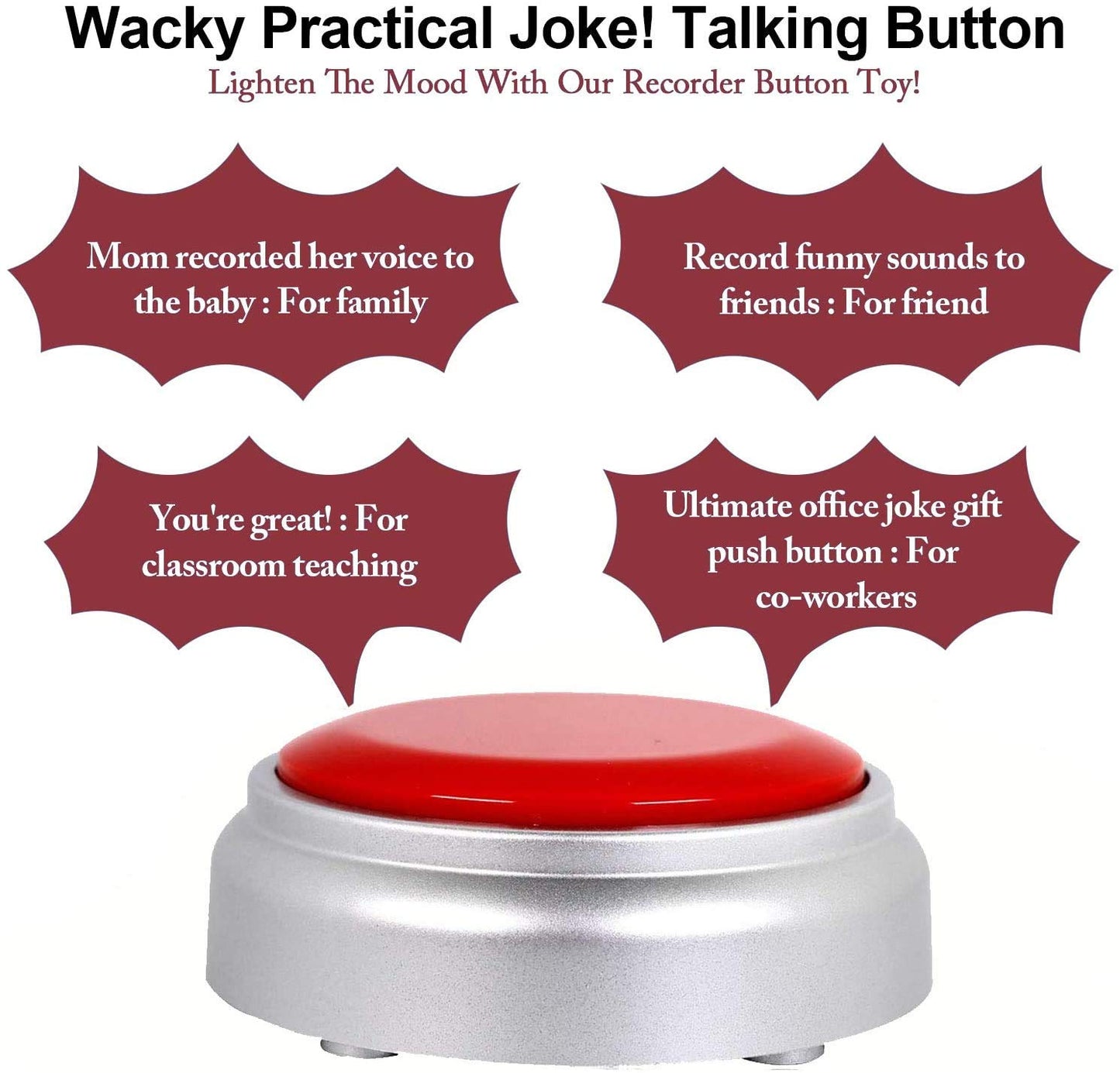Recordable Button Voice Recording Button Dog Buttons for Communication Game Buzzer 30 Seconds Recordable Answer Buzzers Funny Gift for Office Home (Silver)