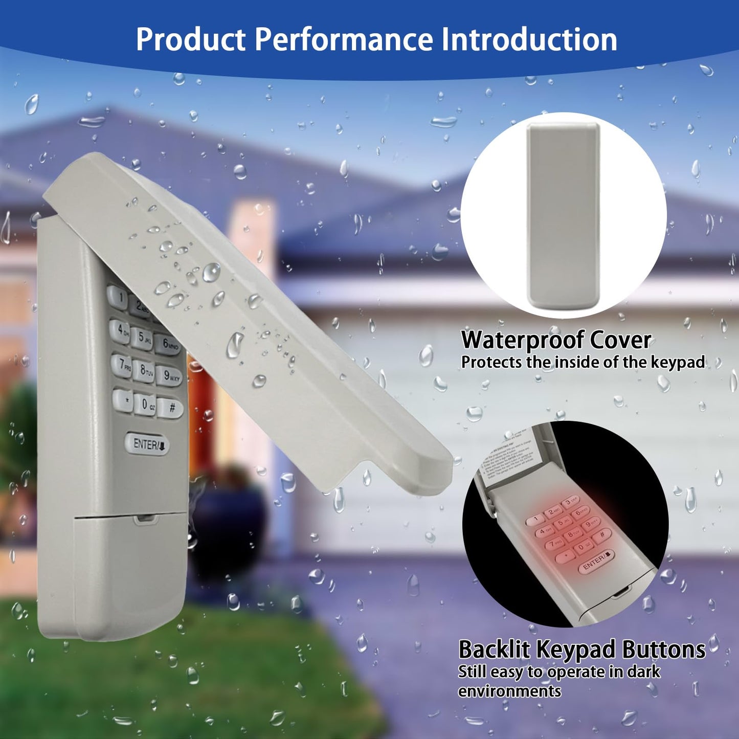 XDTKML Garage Door Opener Keypad Replacement for Liftmaster Chamberlain Craftsman Garage Door Keypad Wireless Keyless Entry with 315/390 MHZ Learn Button Since 1993
