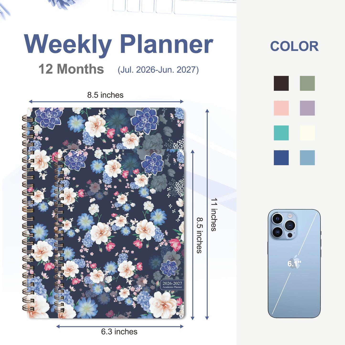Planner 2026-2027, Weekly and Monthly Academic Planner, July 2026 - June 2027, Hardcover Calendar Agenda Book for School Year Planning, School Supplies for Teacher and Student, A5(6.3'' x 8.5'')