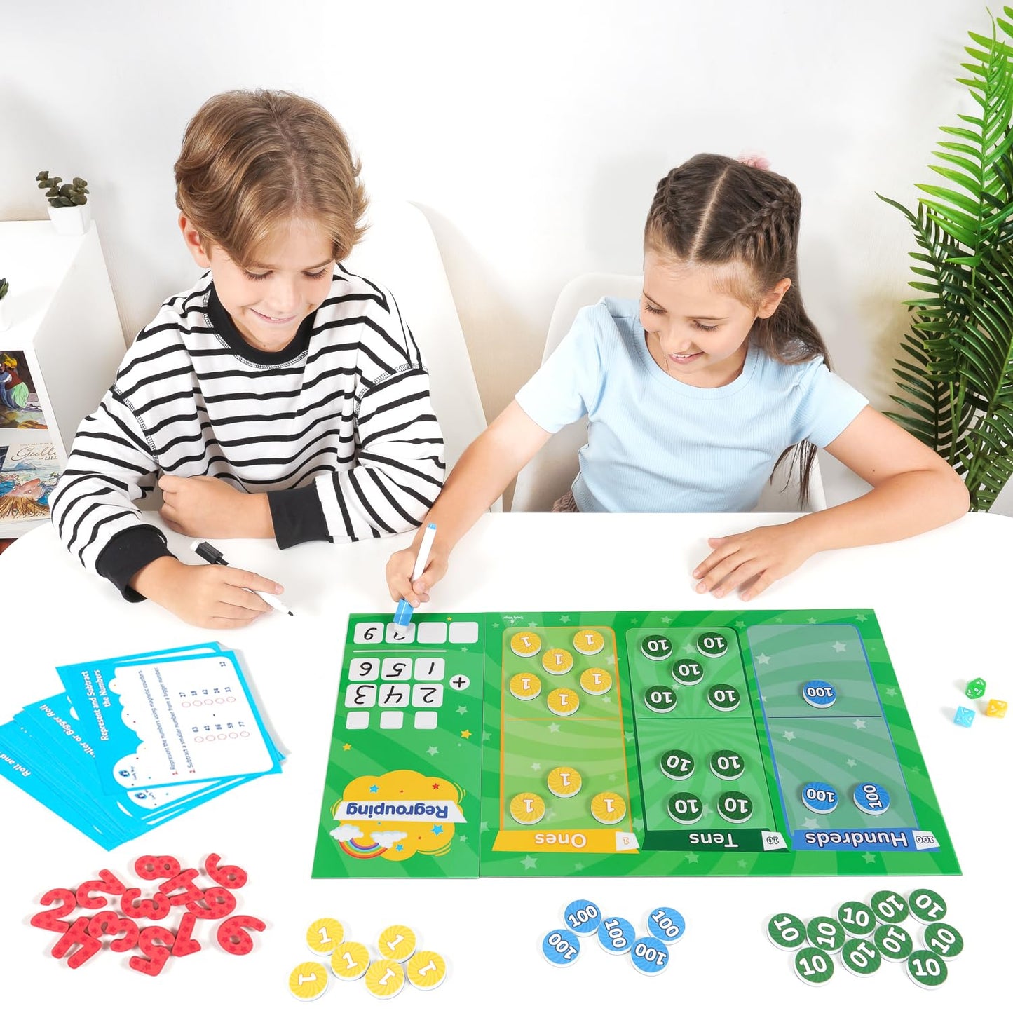 113 PCS Fun Magnetic Regrouping Activities Kit, Place Value Magnets 1st 2nd 3rd 4th Grade, Magnetic Place Value Chart Mat, Magnetic Place Value Discs Chips, Base Ten Math Manipulatives - Simply Magic