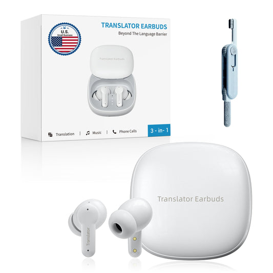 Anfier M3 AI Translation Earbuds Real Time, Offline Translator Device in 144 Languages, 3-in-1 Audífonos Traductores, Lifetime-Free Language Headphones for iOS & Android with Earbuds Cleaning Brush