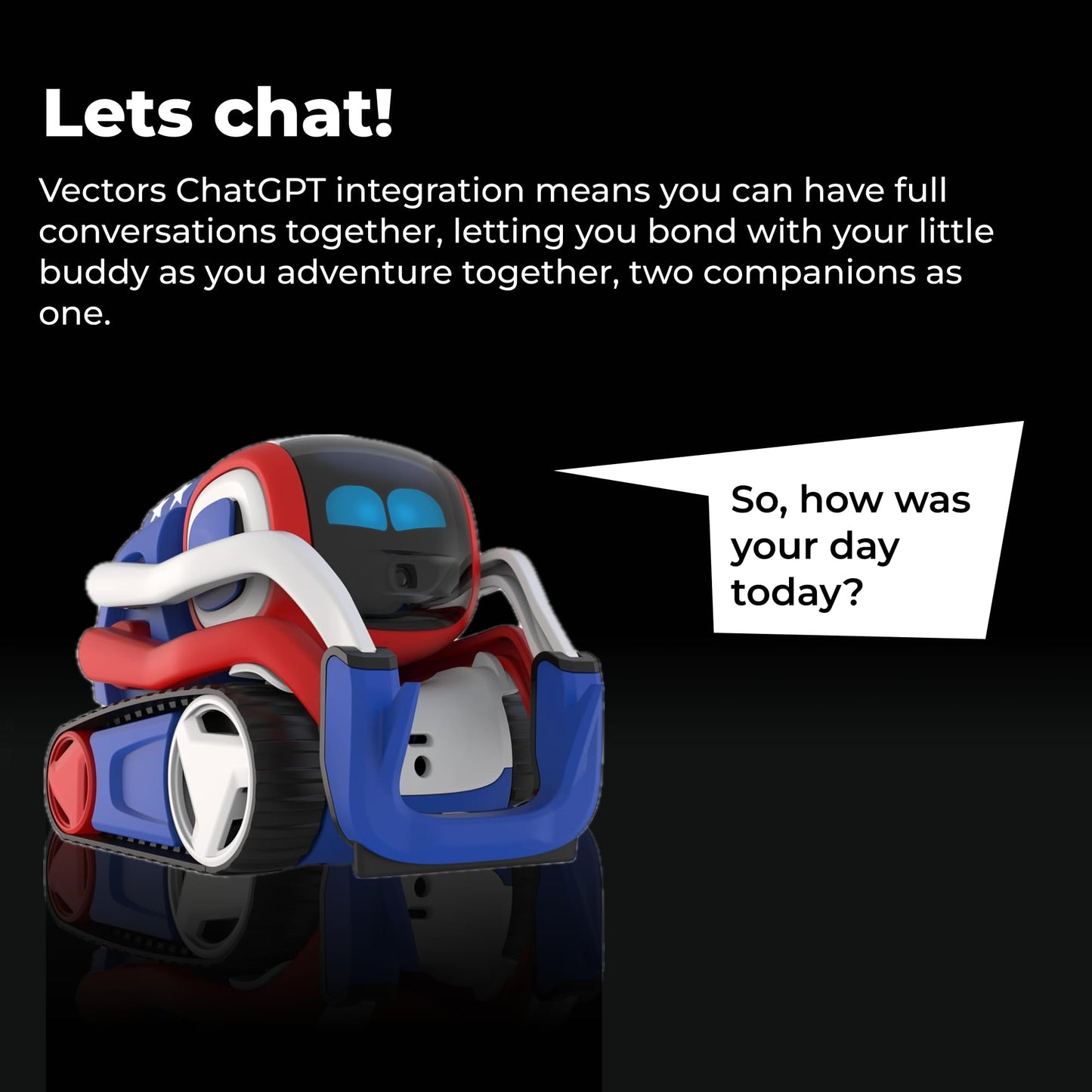 Anki Vector 2.0 AI ChatGPT Connected Robot Companion – Smart Autonomous Home Robot with Face Recognition and Voice Conversations - ChatGPT Subscription Required (Red, White & Blue)