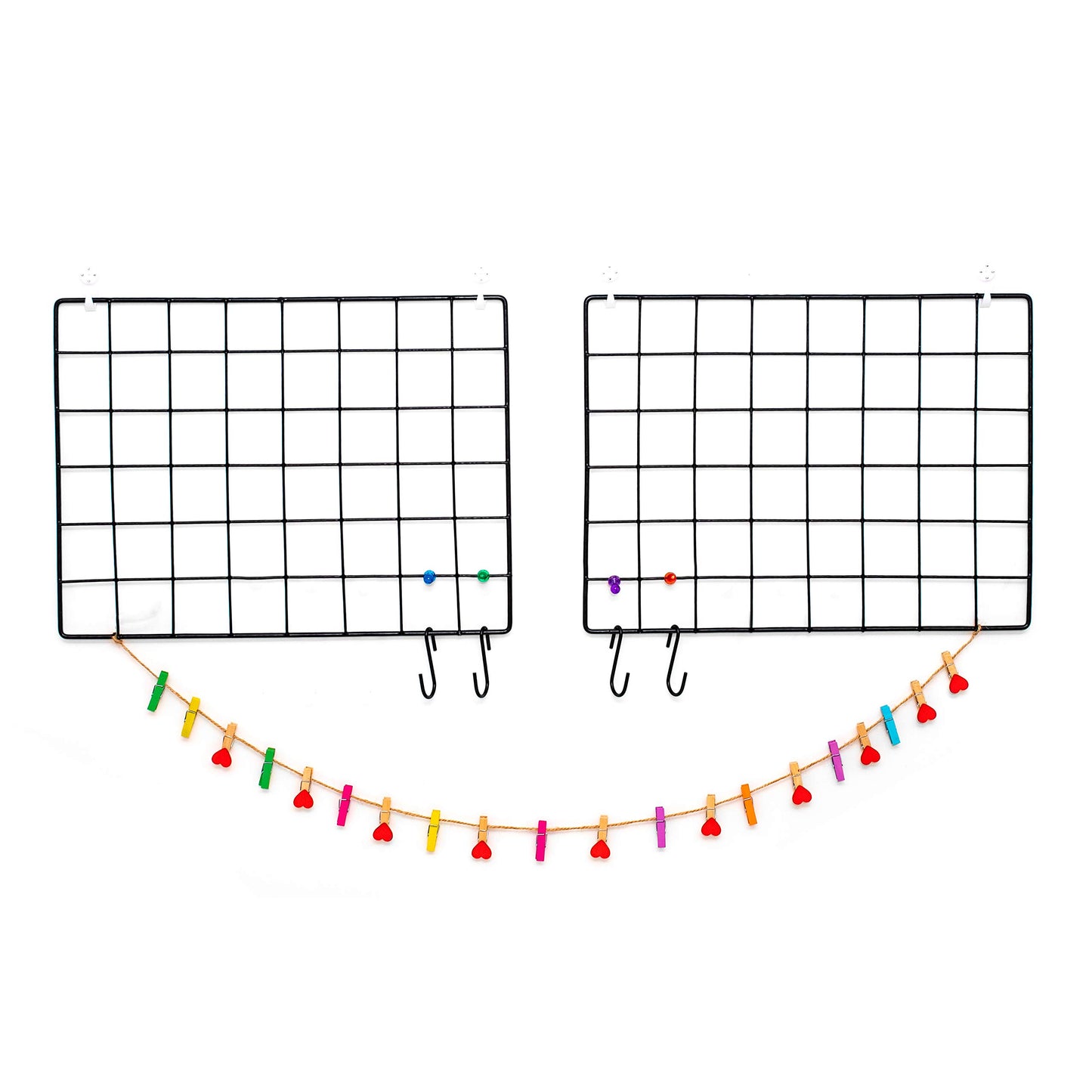 ODOXIA 2 Pack Wire Wall Grid Panel | Photos & Pictures Display Grid Wall Panels | Black, Magnetic & Metal Grid | Photo Grid Wire Board | Hanging Home, Office & Kitchen Decor