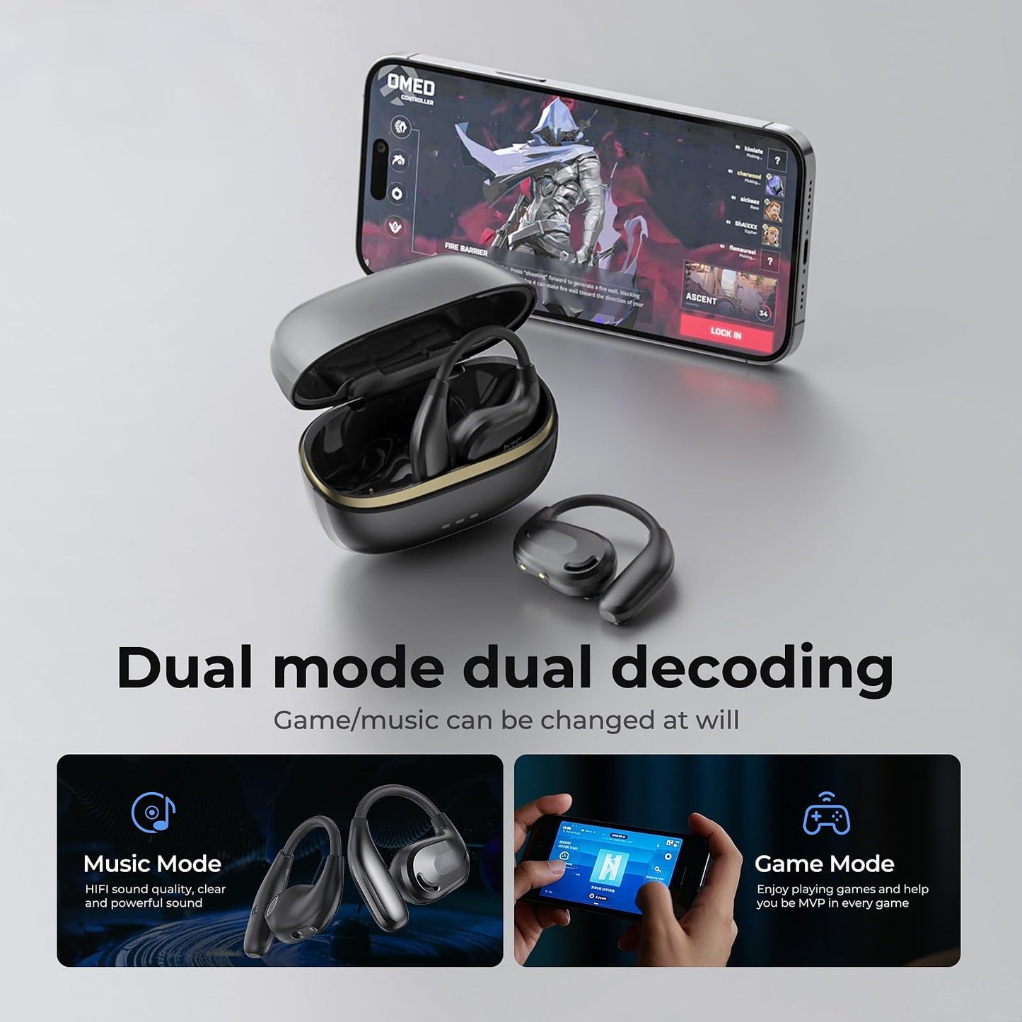 QYGCKJ NE18 AI Translation Earbuds Real Time, 135 Language Translator Earbuds, 3-in-1 Buletooth 6.0 Wireless Translating Device with 4 Mode, Translate Ear Buds for Travel Business Learning (Black)