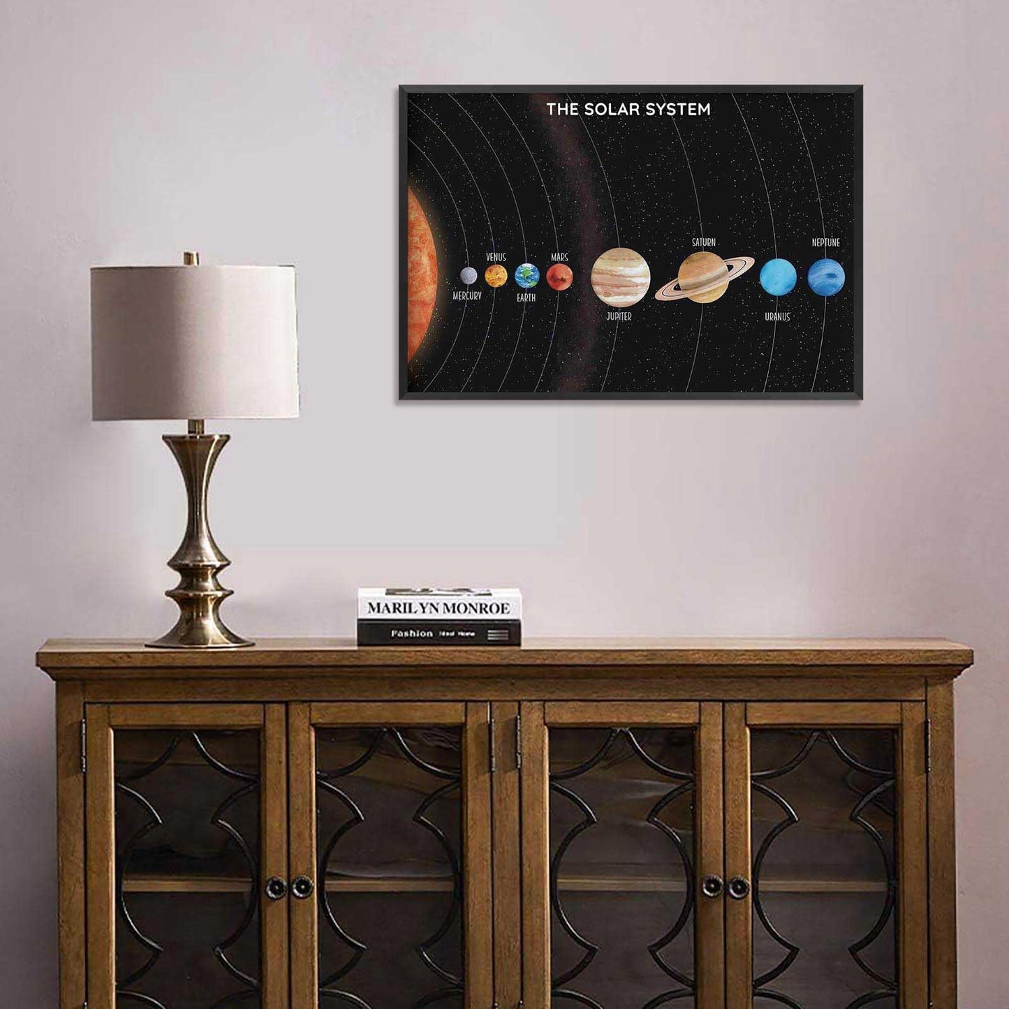 Solar System Educational Planet Poster Universe Infographic Star Life Cycle Astronomy Knowledge Suitable For Living Room Dormitory Bedroom Wall Decoration 16x24in Framed
