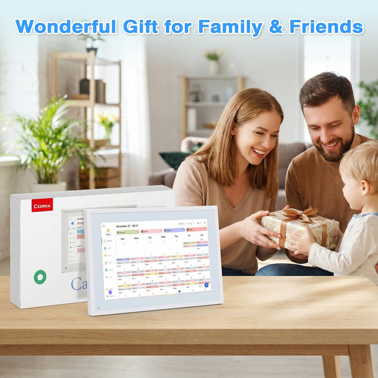 COMIX 10.1" Smart Calendar Display - Digital Family Wall Planner & Wi-Fi Chore Chart Syncs with Phones, Touch Screen Command Center & Digital Photo Frame for Home Organization, Office, Elderly