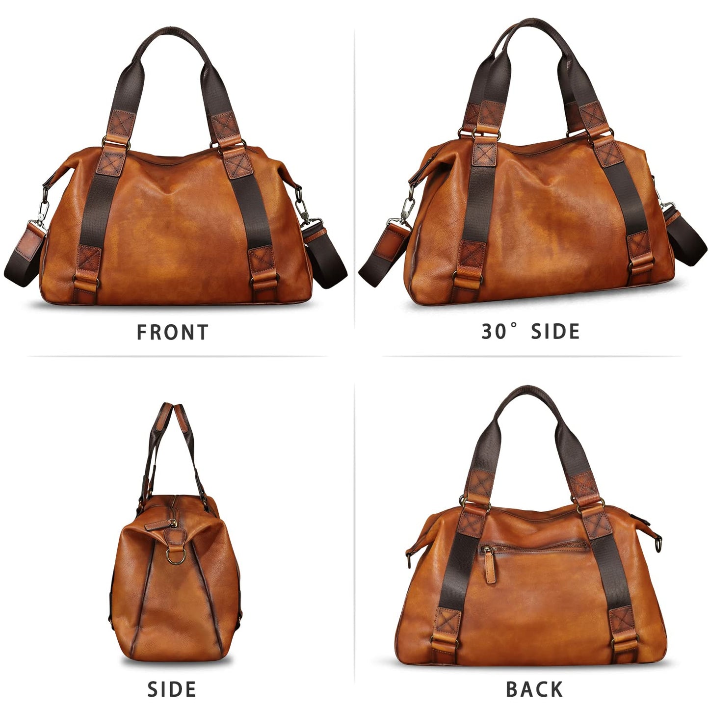 Genuine Leather Messenger Bag for Men Top Handle Handbag Crossbody Sling Laptop Bag Vintage Travel Business Briefcase (Brown)