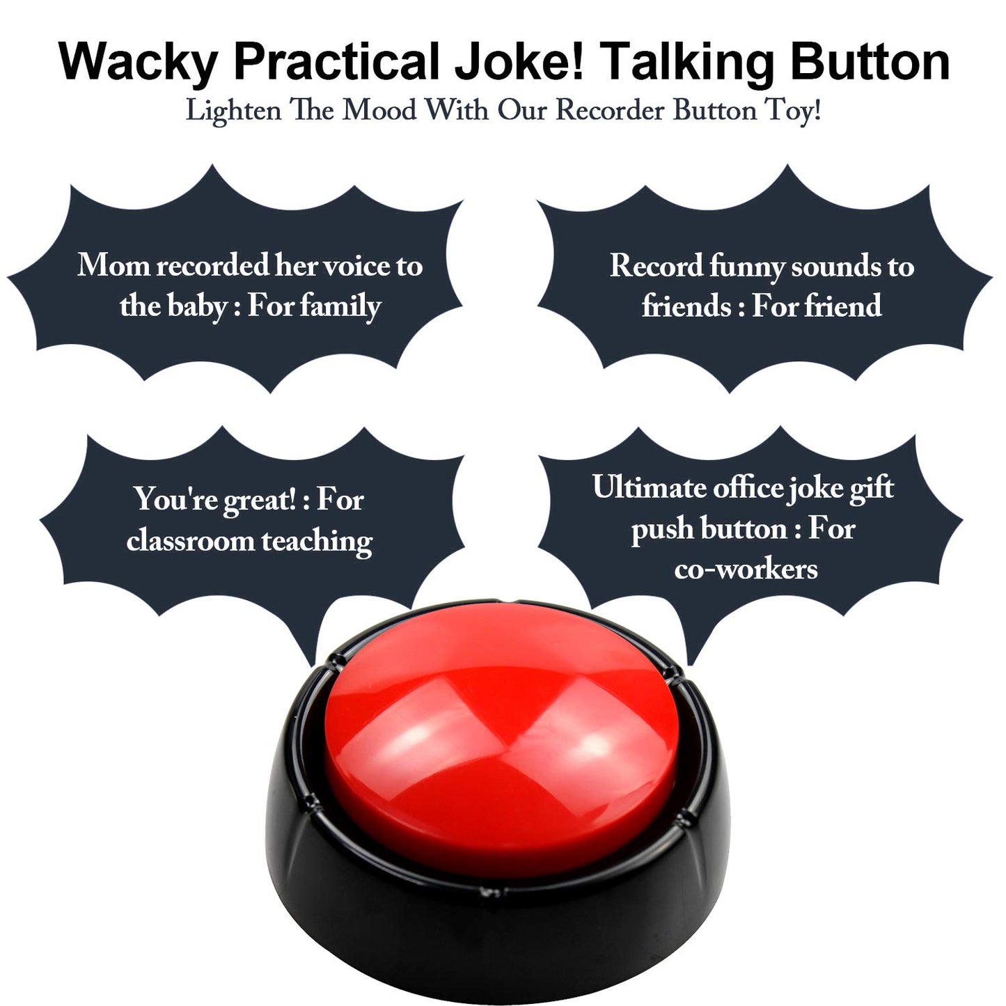 Record Talking Button Pet Button Easy Button Sound Button Recordable Button, 30 Seconds Dog Training BuzzerTalking Button Office Desk Gag Gift