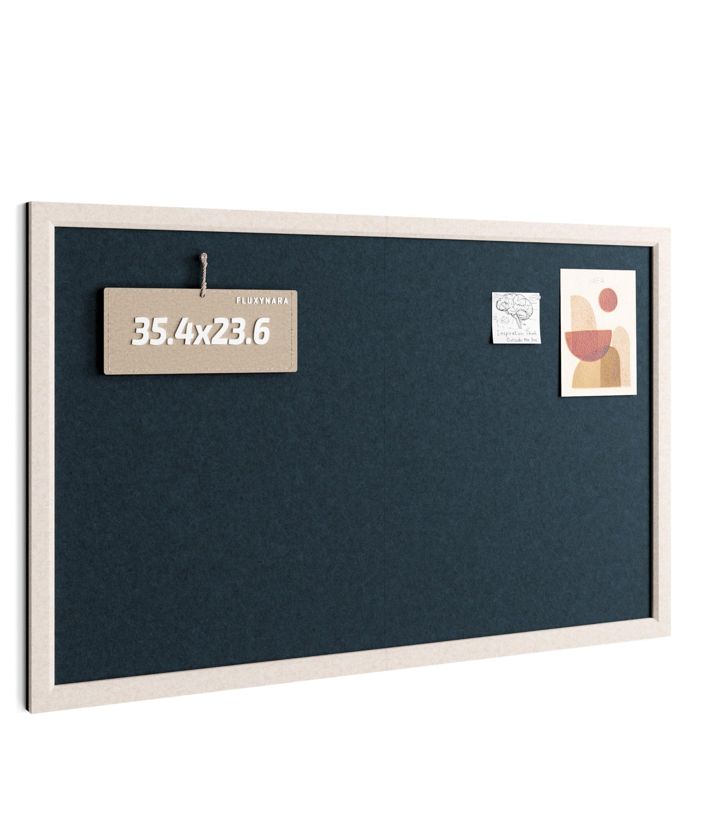 Fluxynara Foldable Cork Board Alternative, Felt Bulletin Board 35.4" x 23.6" Oatmeal Frame with 24 Adhesive Tabs, Pin Board for Home Office, Classroom, Entryway, Kitchen Wall Decor—Navy Blue