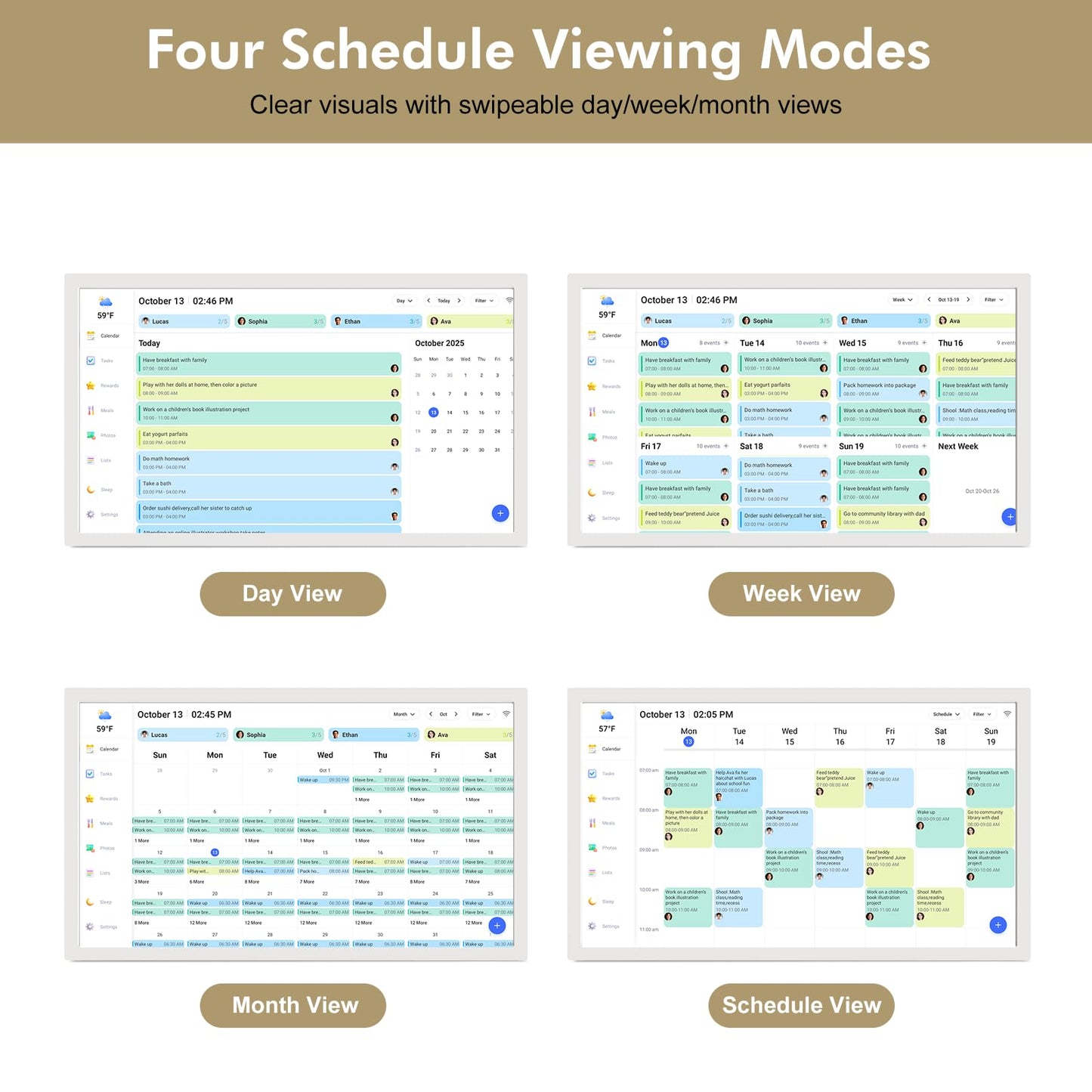27" Smart Digital Calendar for-Family-Meal-Planner - Electronic Wall Calendar for Business Chore Chort, HD Touchscreen Display, Star Rewards, Sync Online Calendars, Desk Mountable, Gifts for Mom Dad