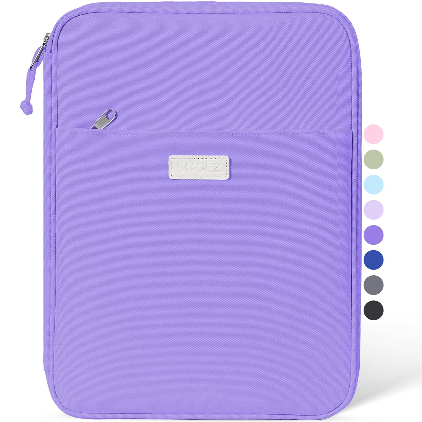 Sooez Zipper Binder Bag, 1 Inch Binders 3 Ring O-Ring, 5-Tab Dividers Expanding File Folder, 500-Sheet Capacity Three Ring Binder, Deep Purple