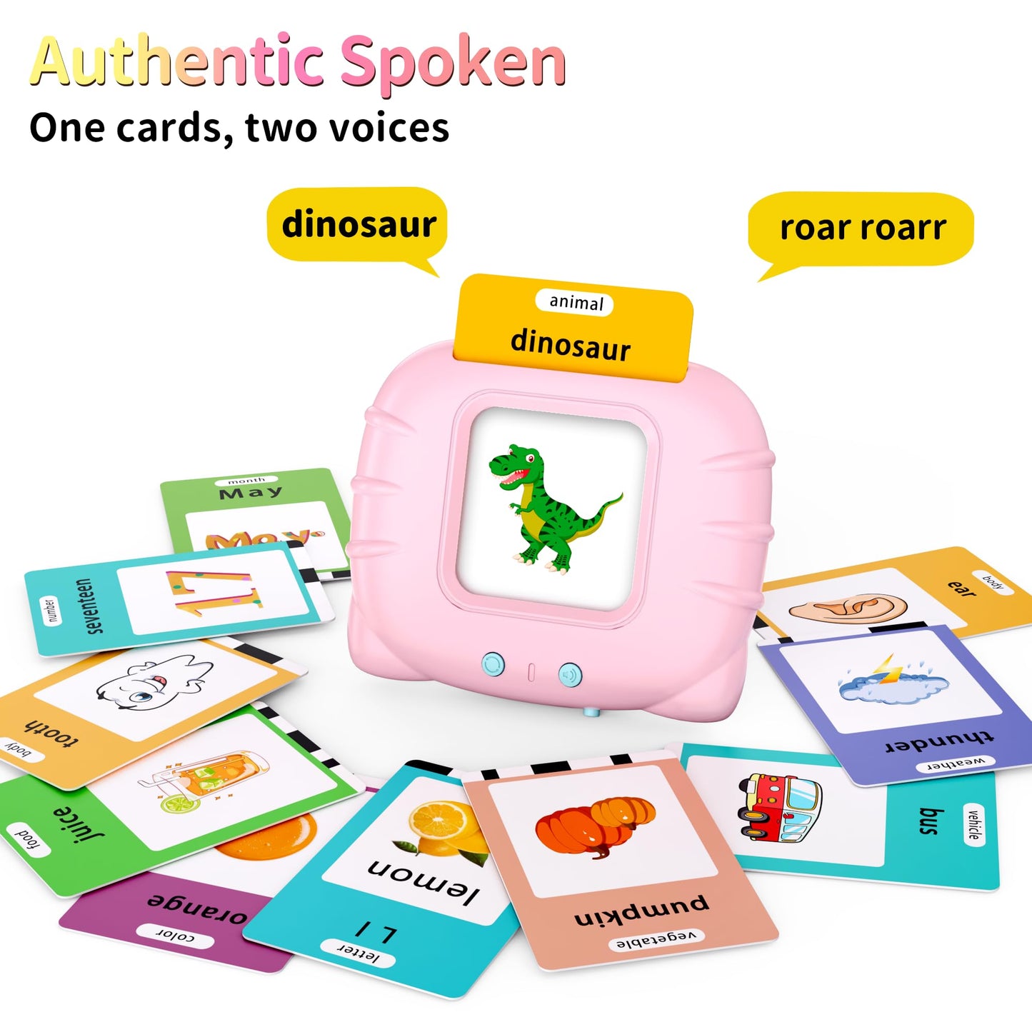 Eaever ABC Talking-Flash-Cards with 252 Sight Words, Easter Birthday Gifts for Girls 2 3 4 5 6 Years, Language Therapy Toys for Autistic Children, Learning Toys for Toddlers Ages 2-6, Pink