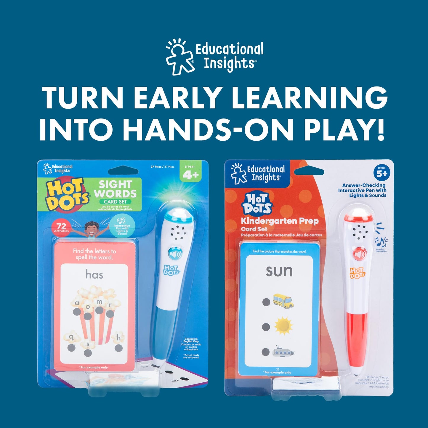 Educational Insights Hot Dots Preschool Prep Set – Toddler ABC Flash Cards with Interactive Pen, Preschool Learning Activities, Reading & Math Workbooks, Learn to Read for Kids ages 4+