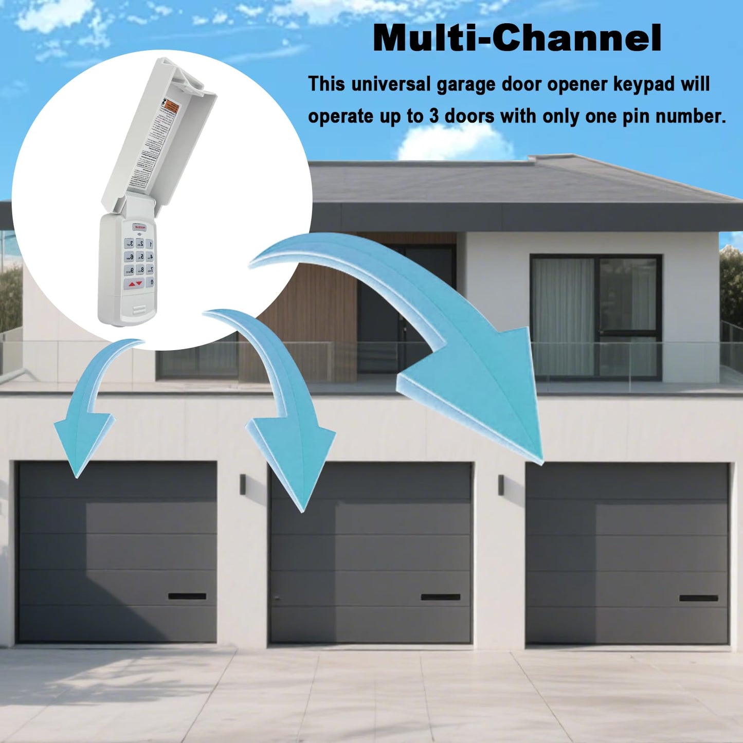 XDTKML Universal Garage Door Opener Keypad Compatible with Genie/Liftmaster/Chamberlain/Craftsman/Linear/Wayne Garage Door Opener Keypad Replacement Both Works for DIP Switch and Smart Learn Button