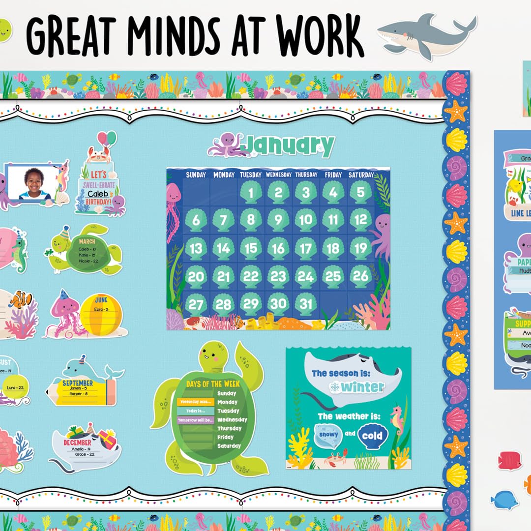CTP Sea Friends Calendar Set Bulletin Board Set - Classroom, Homeschool (#10992 Creative Teaching Press)