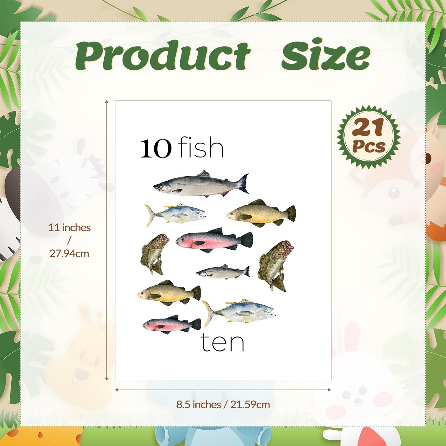 Colarr 21 Pcs Number Posters for Classroom Wall Decor 11 x 8.5 Inch Educational Number Poster Learning Chart for Kindergarten Preschool Teacher Classroom Must Have Essentials(Biology)